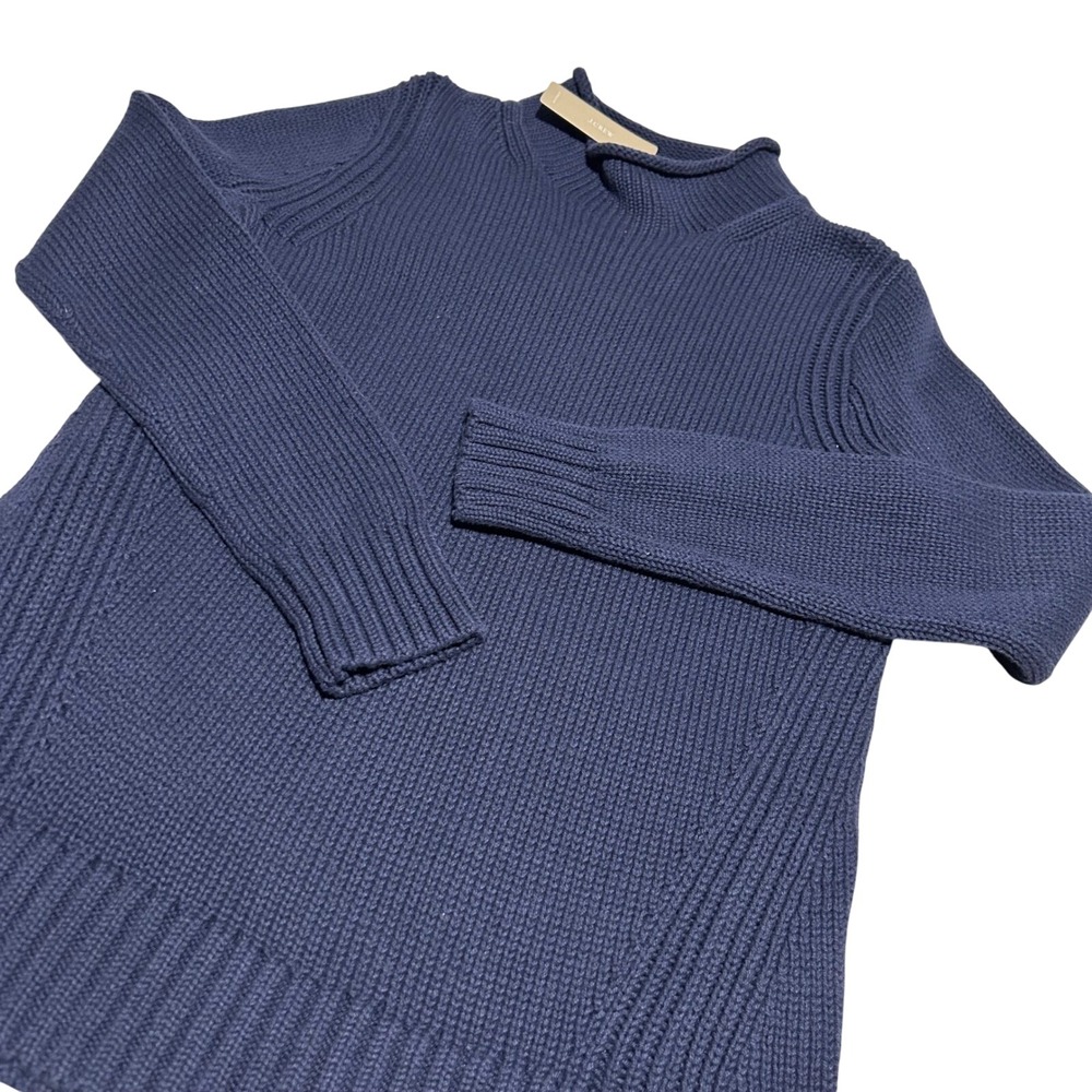 J.Crew Oarsman Rolled Neck Fisherman Sweater Womens M Navy Pullover NWT
